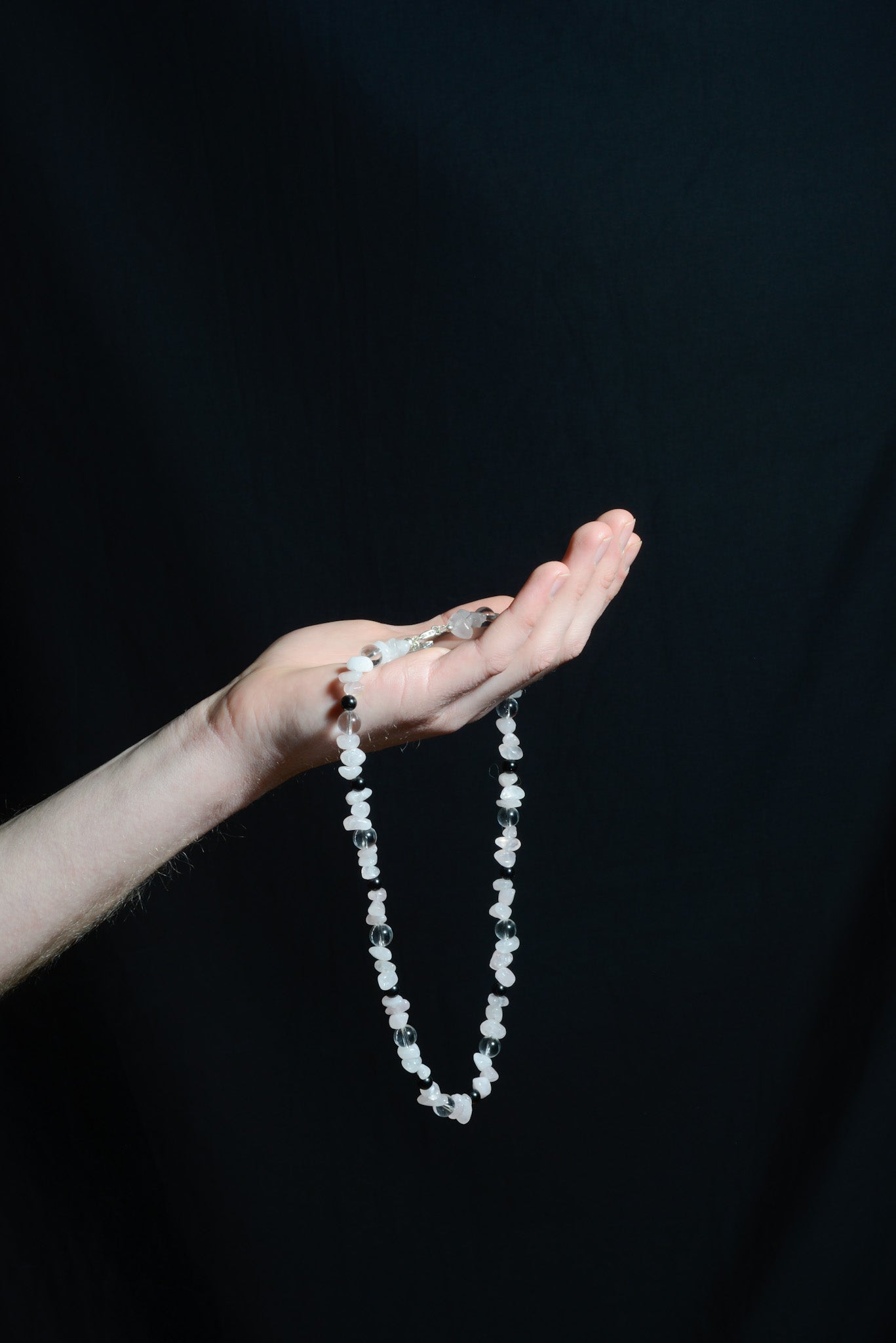 CHAIN 05: Rosenquarz, Bergkristall & Schwarzer Turmalin