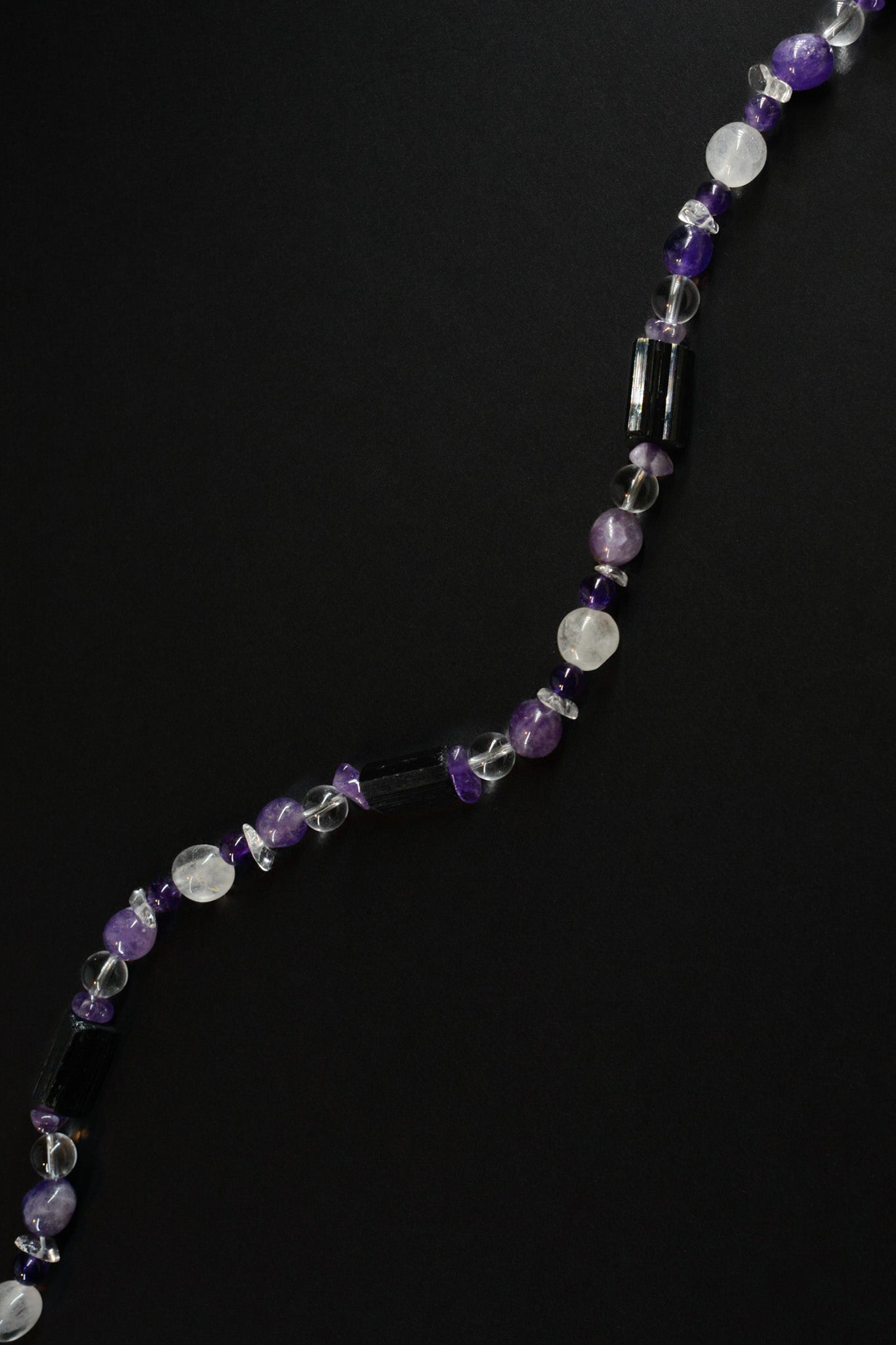 CHAIN 08: Schwarzer Turmalin, Amethyst & Bergkristall