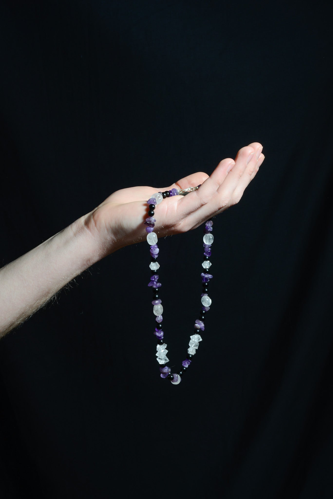 CHAIN 11: Bergkristall, Schwarzer Turmalin & Amethyst